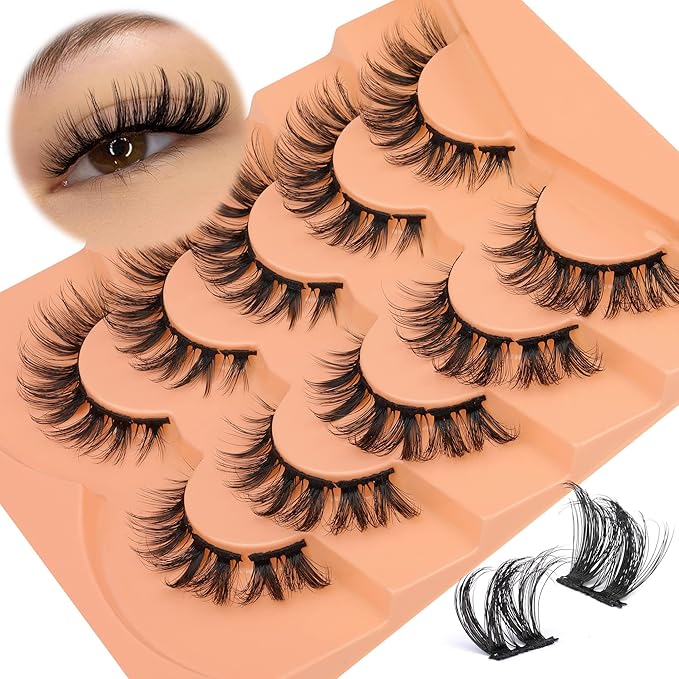 Lash Clusters Natural False Eyelashes Mink Individual Lashes Wispy Fluttery Cluster Eyelashes DIY Lash Extensions D-Curly Cluster Eyelashes Multipack by Eefofnn
