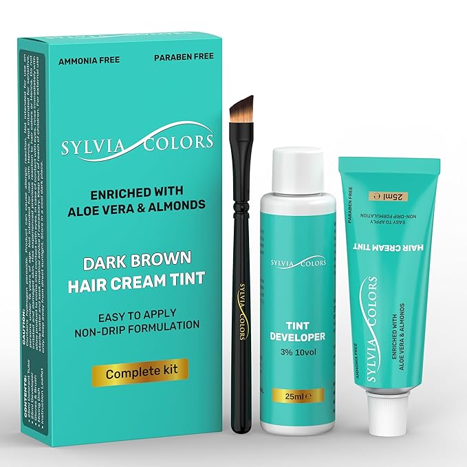 Professional Dark Brown Hair TINT KIT – Semi-Permanent Root Touch-Up Color, 25ml – Spot Coloring for Roots & Grays, Waterproof Formula, 40 Applications, Lasts 4-6 Weeks