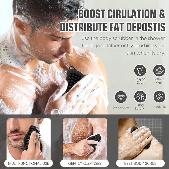 Silicone Loofah - Exfoliating Body Scrubber, Soft Dual-Sided Silicone loofa for Body Clean and Massage, Gentle Bath Brush Lathers Well for All Kinds of Skin