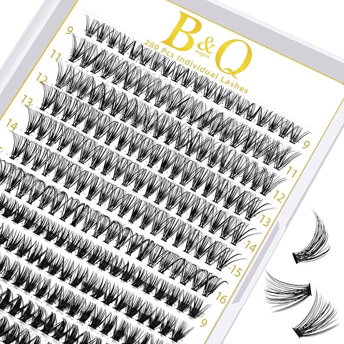 B&Qaugen Lash Clusters 30D 50D-C-9-16MIX Individual 280 Clusters False Eyelash 9-16MIX Lash Clusters Extensions DIY Eyelash Extensions at Home (30D 50D,C-9-16MIX)