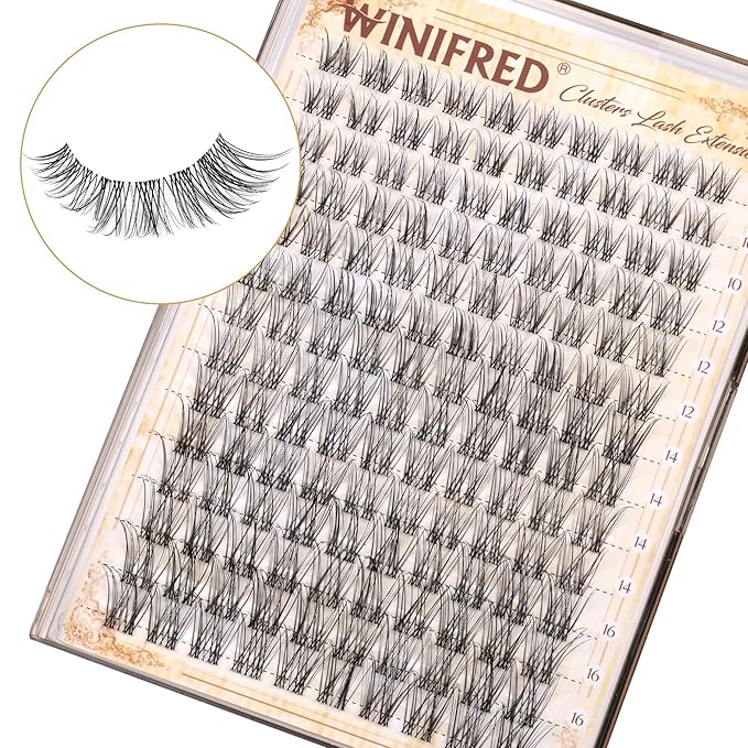 Winifred Lashes Clusters Natural Eyelash Clusters Clear Band Wispy Lash Clusters C Curvature Cluster Eyelash Extensions 10-16mm DIY Individual Lashes Natural Look