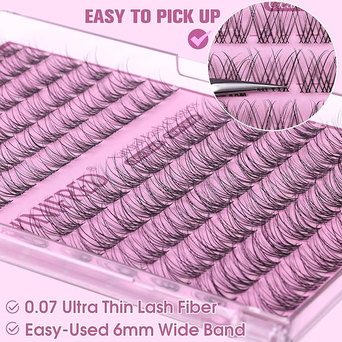 Winifred Natural Lash Clusters Wispy Eyelash Clusters 10-12mm Lashes Clusters C Curly Cluster Eyelash Extensions Clear Band Short Individual Lashes Natural Look Lash Extension