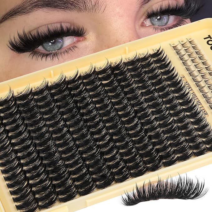 Thick Eyelash Clusters Spiky Lashes Clusters 12-20mm Volume Eyelashes Extensions with Bottom Lash Clusters D Curly Fairy Mink Cluster Lashes Extensions by TOOCHUNAG