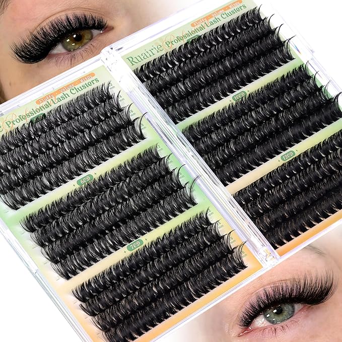 Ruairie Lash Clusters Eyelash Extensions 464pcs Volume Eyelash Clusters 50D/60D/70D/80D/100D/120D Thick Individual Lashes Extension 12-18MM D Curly Cluster Lashes Wispy