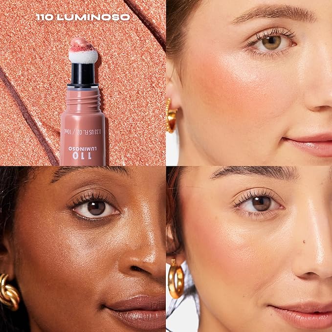 Milani Cheek Kiss Liquid Blush + Glow, Creamy 2-in-1 Blush for Cheeks and Highlighter Makeup for Dewy, Radiant Finish- 110 Luminoso