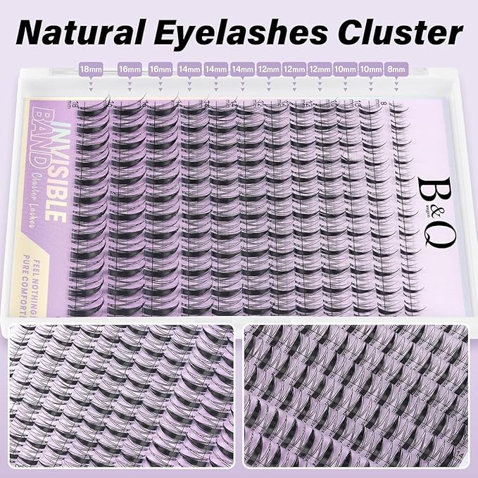 B&Q Fairy Lash Clusters Kit Natural Lashes Clusters Wispy Invisible Band Manga Lashes Individual Lashes Bond and Seal Eyelash Extension Kit Easy Removal (Fairy Kit)