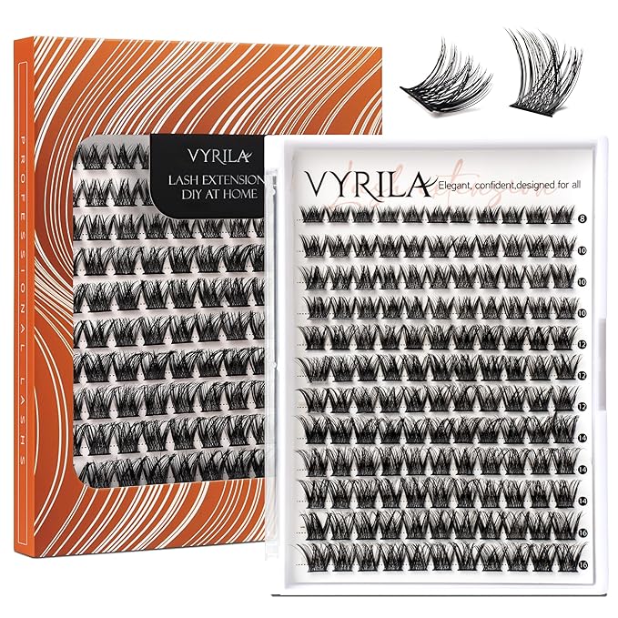 Lash Clusters DIY Lash Extensions, C Curl Individual Lashes Clusters Lashes Wispy Lash Extensions Natural Look Eyelash Clusters Mix 8-16mm(VOLUME-0.07C-8-16mm)
