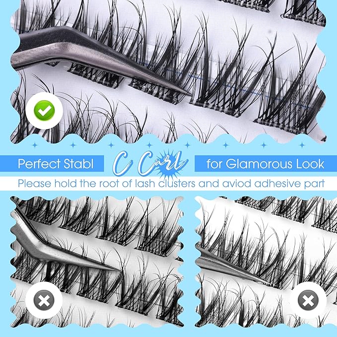 Natural Self Adhesive Eyelashes 10-16MM Wispy Press on Lashes Pre Glued Lash Clusters No Glue Needed Press on Eyelash Clusters Reusable Self Adhesive Lash Clusters Easy to Apply by JIMIRE