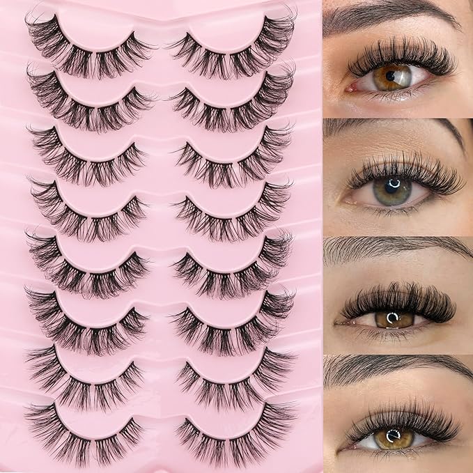 Natural Lash Clusters D-Curly False Eyelashes Extensions 4 Styles Mixed Wispy Individual Lashes16mm Cluster Eyelashes Fluttery Volume Lashes 8 Pairs Multipack by Eefofnn