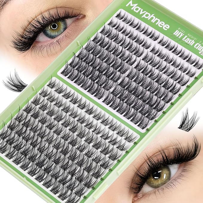 Lash Clusters Wispy Eyelash Extensions 2 Styles Fairy Cluster Lashes Individuals Natural Eyelash Clusters Spiky Cluster Lashes C-Curly DIY Lash Value Pack by Mavphnee (184Pcs, 10-16MM)