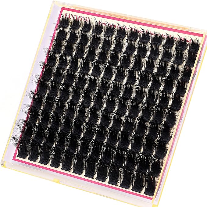 FANXITON 3D Volume Lash Clusters with Spiky 12-18mm Long Lash Extension Wispy Eyelash Clusters Fluffy DIY Eyelash Extensions for Dramatic Salon Look at Home