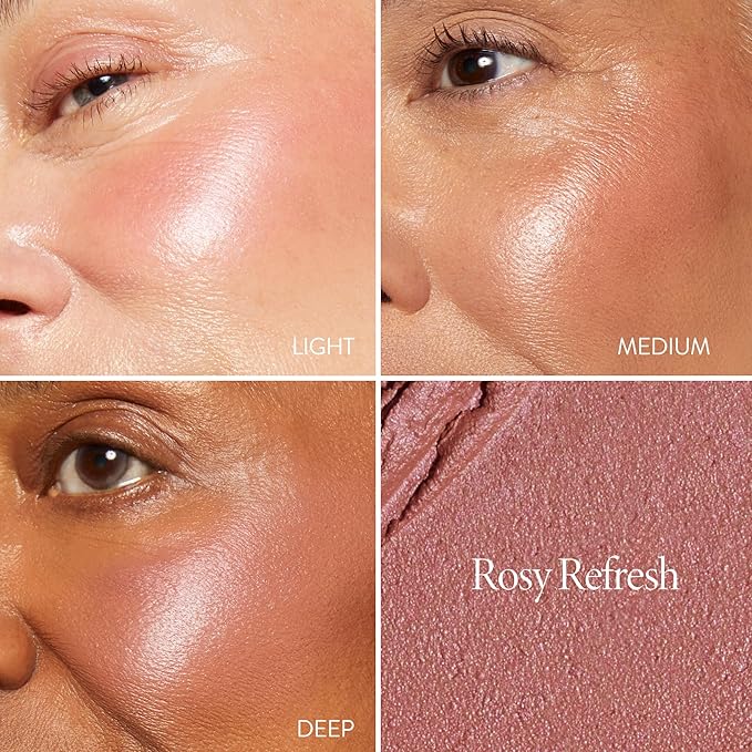 LAURA GELLER NEW YORK The Wonder Balm Cream Blush - Hydrating Weightless Subtle Hint of Color + Glow for Mature Skin - Vegan Squalane - Apply to Cheeks & Lips (03 Rosy Refresh)