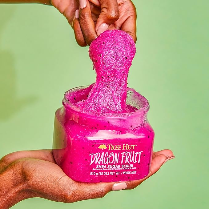 Tree Hut Dragon Fruit Shea Sugar Scrub, Exfoliating, Hydrating & Moisturizing Body Scrub with Shea Butter & Nourishing Essential Oils, Smooth & Soften Skin, 18 oz