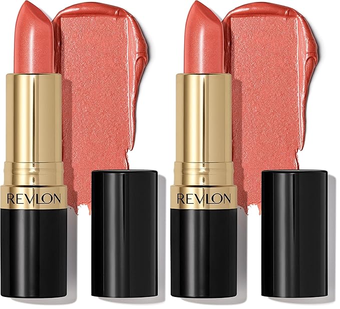 REVLON Super Lustrous Lipstick, Creamy Formula For Soft, Fuller-Looking Lips, Moisturized Feel, 628 Peach Me, 0.15 oz (Pack of 2)