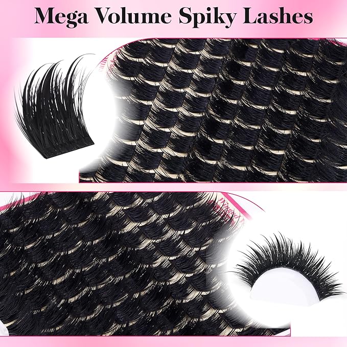 Lashes Clusters 3D Volume Manga Lash Clusters with Spiky Long Lash Extension 12-18mm Wispy Think Eyelash Clusters Eyelash Extensions for Dramatic Anime Individual Lashes DIY at Home by FANXITON