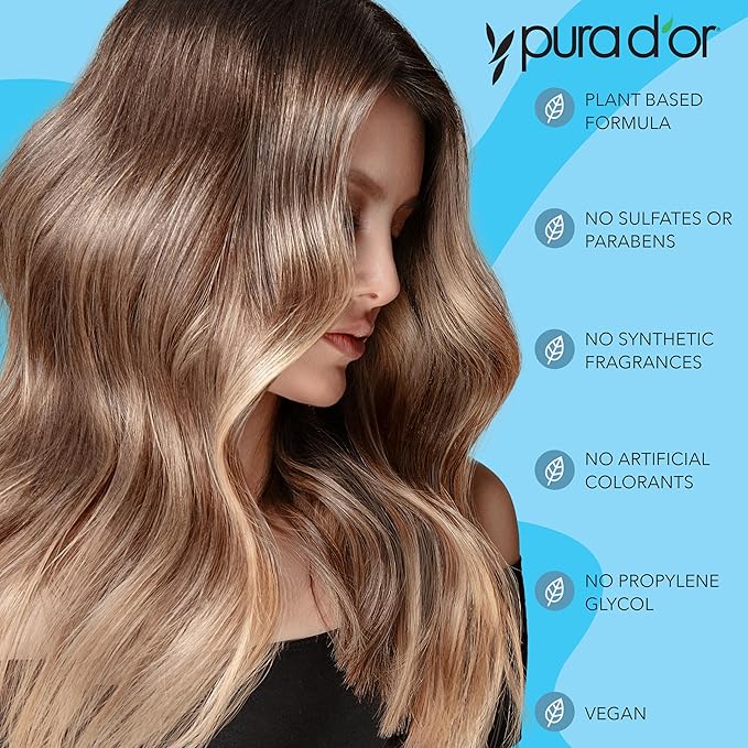 PURA D'OR Hair Thinning Therapy Biotin Shampoo and Conditioner Set, CLINICALLY TESTED Effective Results, Hair Thickening Products For Women & Men, Natural Routine, Color Safe, 16oz x2