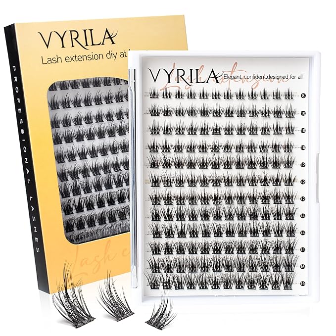 Lash Clusters 8-16mm, False Eyelashes 144pcs, Cluster Eyelash Extensions Matte Black Soft, Diy Lash Extensions D Curl Natural Lash Clusters Faux Mink Lashes Wispy（Blaze,144pcs,0.07,D,8-16MIX)