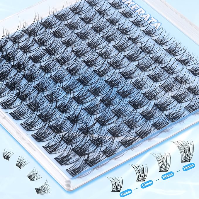 Natural Eyelash Clusters Wispy Lashes Clusters C Curvature 110 pcs Cluster Eyelash Extensions DIY 3D Individual Lashes with Soft Lash Band, 10-16 mm Mix