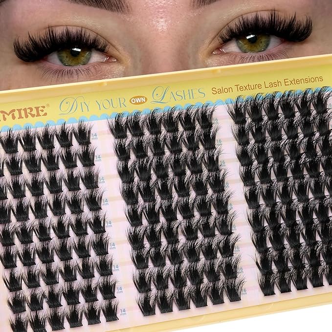 JIMIRE Manga Lash Clusters Wispy Volume Cluster Eyelash Extensions CD Curly 14-18MM Fluffy Eyelash Clusters Easy to Apply DIY Thick Individual Lashes at Home 162Pcs Pack