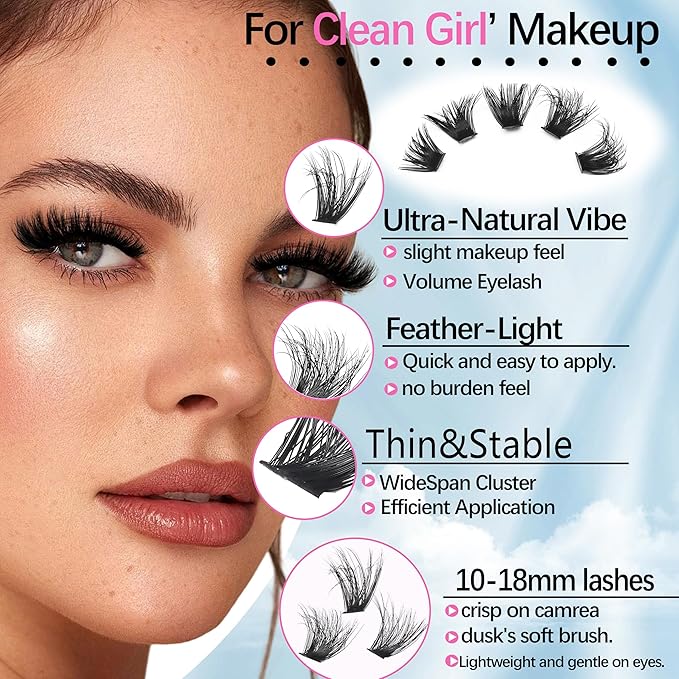 Volume Lashes Cluster Kit 60D+80D+100D Clusters Lash Eyelashes Kit 696Pcs Bulk Packs, D Curl Wispy 10-18mm DIY Individual Eyelash Extensions Wholesale Combo Pack with Glue|Tweezers|Removers