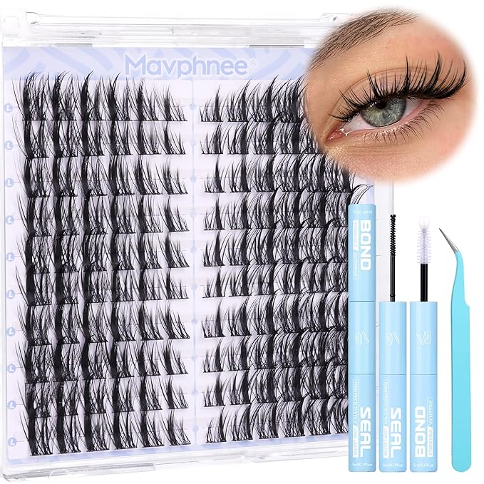 Cat Eye Lash Clusters Kit Spiky Cluster Eyelashes Kit Fairy Eyelash Cluster Anime Individual Lashes Natural Lash Extension Cluster Wispy Manga Cluster Lash Kit with Bond and Seal Lash Glue and Tweezer