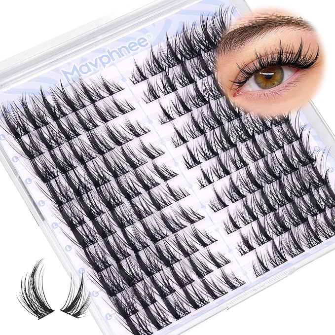 Manga Lash Clusters Spiky Cluster Eyelash Extensions Cat Eye Anime Individual Lashes Natural Lash Extension Clusters Wispy Eyelash Clusters 120 Pcs CD-Curly Cluster Lashes by Mavphnee