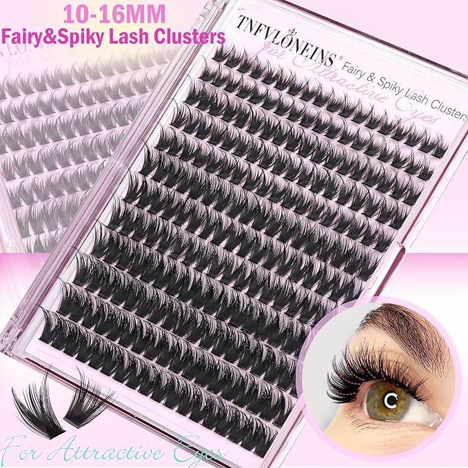 TNFVLONEINS Lash Clusters Wispy Eyelash Clusters Spiky Cluster Eyelash Extensions DIY Individual Lashes Natural Eye Lashes Cluster 10-16MM Lash Extension