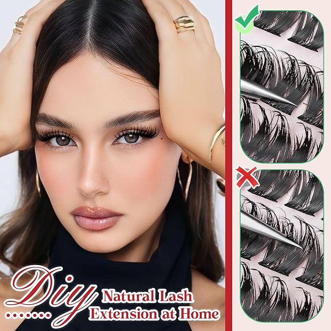 TOOCHUNAG Eyelash Clusters Wispy Cluster Eyelash Extensions 144pcs Volume Lash Clusters 10-16mm Individual Lashes Natural Eyelashes Clusters WideSpan DIY Lash Extension at Home