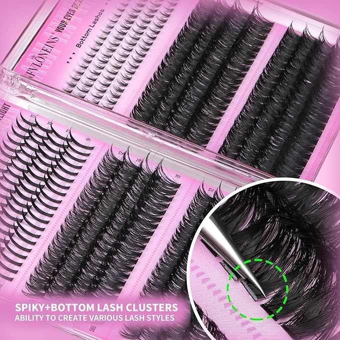 TNFVLONEINS Eyelash Clusters Bottom Lash Clusters with Spikes 480Pcs Cluster Eyelash Extensions Wispy Lash Extension DIY Individual Lashes Clusters Manga Eyelash Extension(50D+60D+80D+100D)