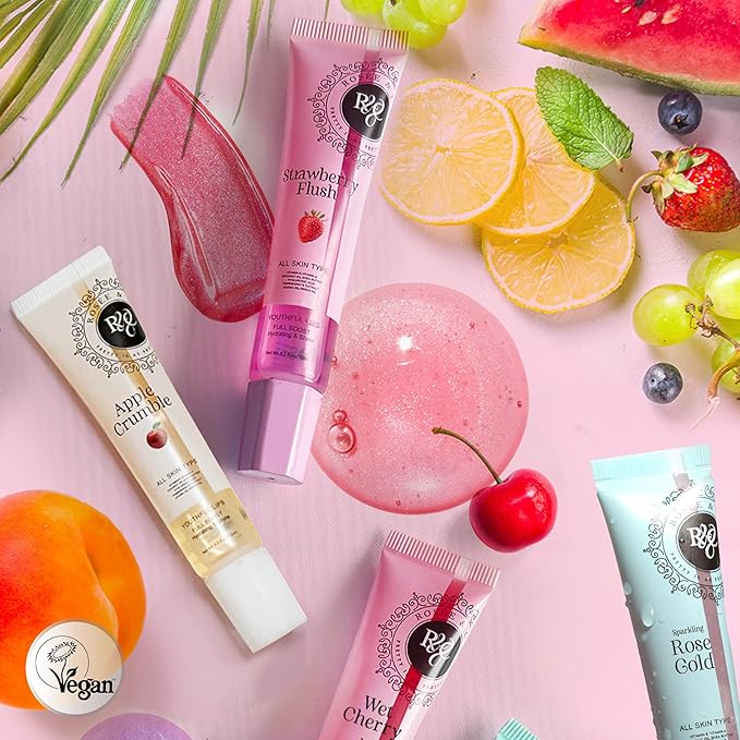 Rosee Lip Gloss Vegan & Cruelty Free Treatment, Professional Make up, Long Lasting Glossy with Shea Butter, Moisturize, Protect & Smooth, High Shine, Non-Sticky (n.Cotton Candy, 0.5)
