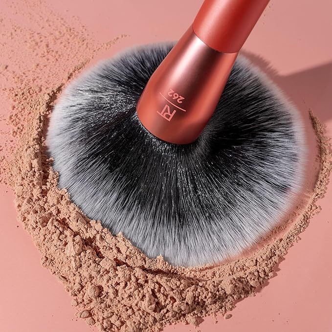 Real Techniques Extra Big Powder & Large Makeup Brush For Powder, Fluffy Head For All-Over Setting, XL Oversized Brush For Quick Application, Cruelty-Free, Synthetic Bristles, 1 Count(Pack of 8)