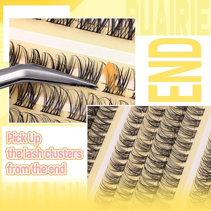 Ruairie Natural Lash Clusters Wispy Eyelash Clusters 3 Styles 10-16MM Cluster Eyelash Extensions CD Curly Individual Lashes 140pcs DIY Lash Extensions with Soft Thin Band