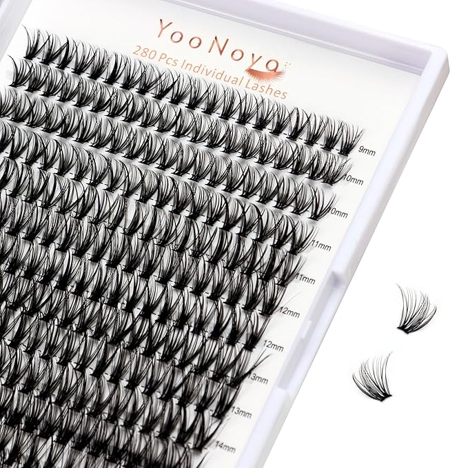 Lash Clusters 280pcs DIY Individual Lashes 30D Cluster Eyelash Extensions 9-16mm Eyelash Clusters Lash Extensions for Self Application (30D,0.07D, 9-16mm)