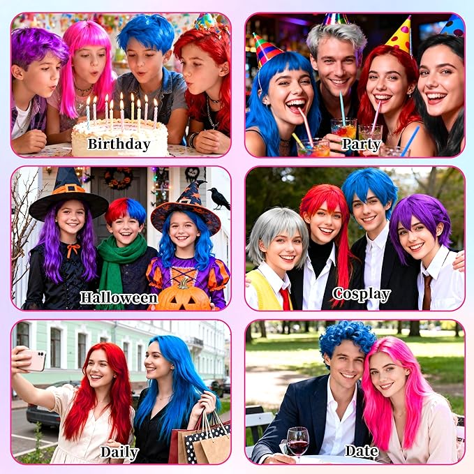 2 Pack hair spray temporary for Girls Women,Washable Hair Dye Spray Non-Sticky Halloween Cosplay Party Crazy Hair Day Hair Coloring Wax (Pink&Purple)