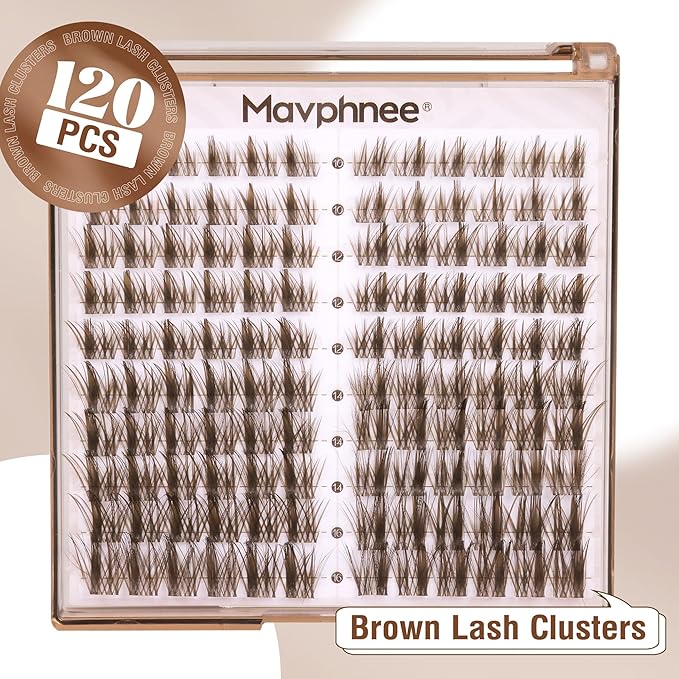 Brown Lash Clusters Wispy Eyelash Extensions Dark Brown Lash Extensions 10-16MM DIY at Home CC-Curly Eyelash Clusters Natural Spiky Lash Individuals 120 Pcs Cluster Lash Pack by Mavphnee