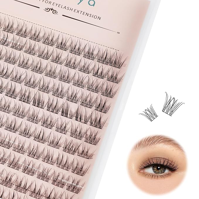 Wispy Cluster Lashes 144 Pcs 11mm Natural Individual Eyelashes Wispy C D Curl DIY Cluster Eyelash Extensions Super Thin Band Eyelashes (QF-11mm)