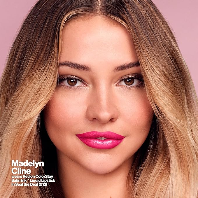 REVLON ColorStay Satin Ink Crown Jewels Liquid Lipstick, Longlasting & Waterproof Lipcolor, Moisturizing Creamy Formula Infused with Black Currant Seed Oil, 038 Citrine Queen, 0.17 fl oz.