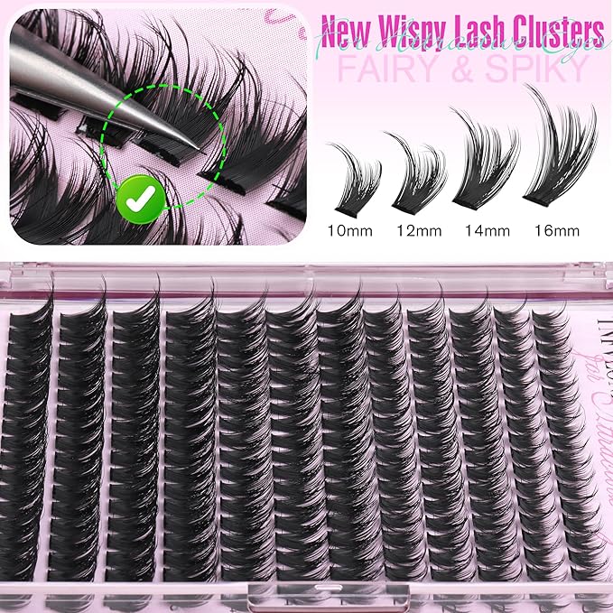 TNFVLONEINS Lash Clusters Wispy Eyelash Clusters Spiky Cluster Eyelash Extensions DIY Individual Lashes Natural Eye Lashes Cluster 10-16MM Lash Extension