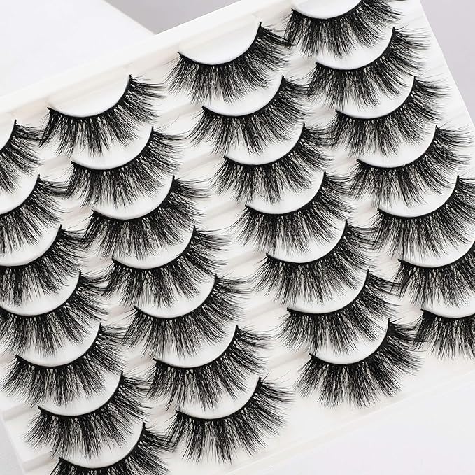 Newcally Lashes False Eyelashes Dramatic 20MM Faux Mink Lashes Pack 14 Pairs Wispy Long Thick Volume Strip Eye Lashes Multipack