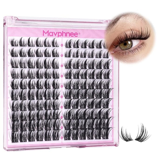 Natural Lash Clusters Spiky Eyelash Extensions Wispy Individual Lashes Manga Eyelash Individuals 120 Pcs CC-Curly Cluster Eyelash Extensions 10-16MM Mixed DIY Lash Extensions by Mavphnee