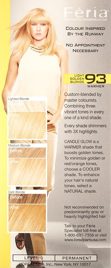 Feria Hair Color, 93 Light Golden Blonde (Packaging May Vary)