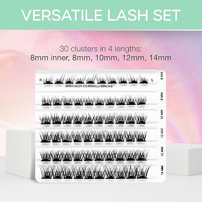 Ardell Press On Lashes Wispies Natural – Pre Glued Lash Clusters for All-Day Wear, No Glue Needed, 60 ct