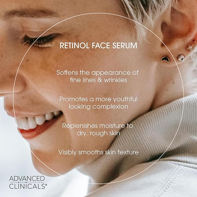 Advanced Clinicals Retinol Body Lotion + Retinol Serum 2PC Skincare Set For Women & Men Helps Diminish Appearance Of Crepey Skin | Face Serum & Body Cream Visibly Improves Look Of Wrinkles & Sagging