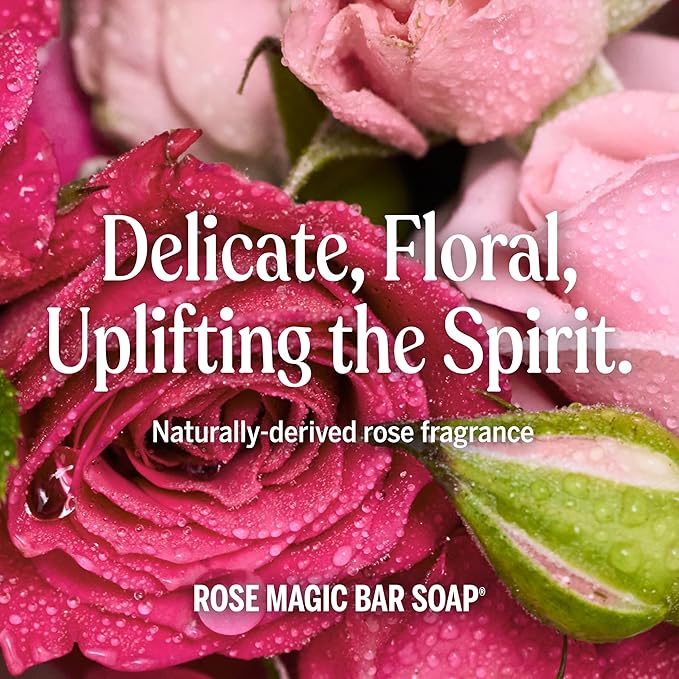 Dr. Bronner's Pure-Castile Magic Soap Bars (Rose, 5 oz, 6-Pack)- Made with Regenerative Organic Certified Oils- For Face, Body & Hair - Gentle, Vegan- Bar Soaps for Men & Women