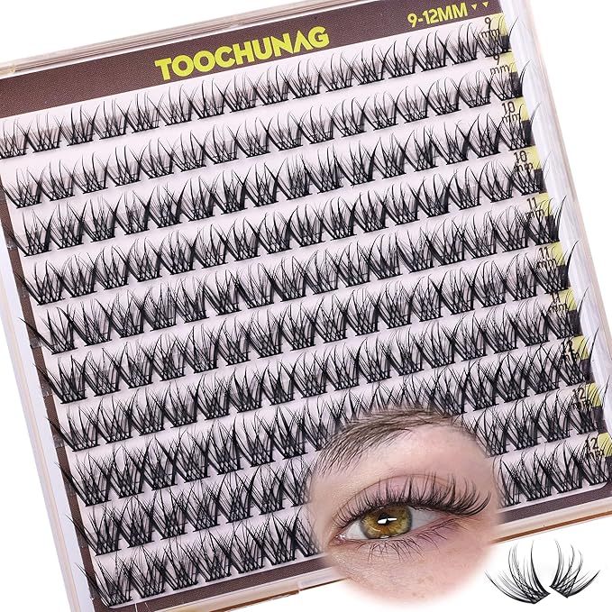 Fairy Lash Clusters 9-12mm Wispy Eyelash Clusters 160pcs Natural Cluster Eyelash Extensions CC Curve Individual Lashes Natural Look Short Thin Band Eyelashes Clusters by TOOCHUNAG