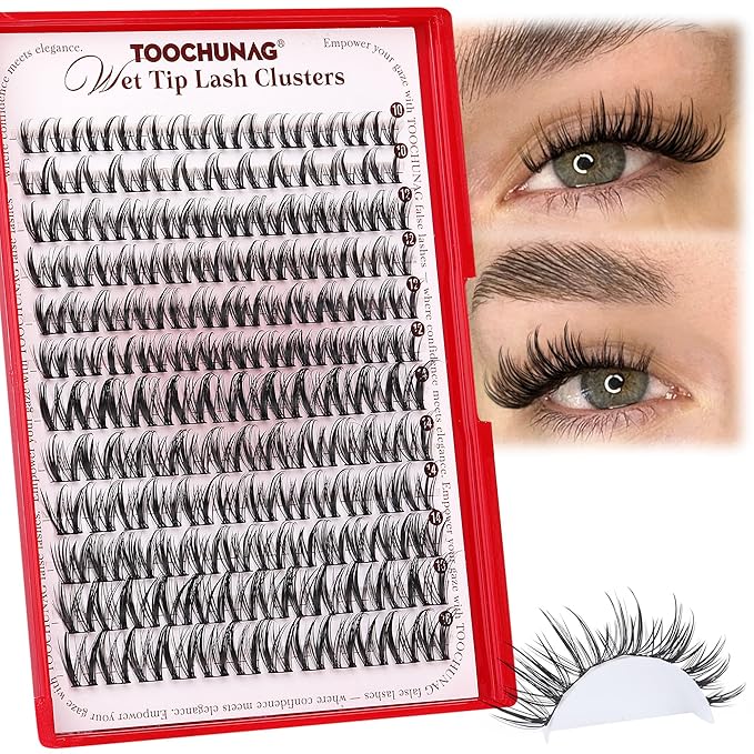 Manga Lash Clusters Wispy Cluster Eyelash Extensions Natural Lashes Clusters 144pcs 10-16mm DIY Eyelash Clusters Soft Individual Lashes Extension with Thin Band by TOOCHUNAG