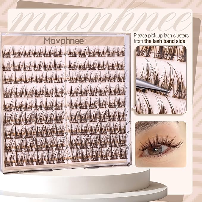 Mavphnee Lash Clusters Brown Eyelash Clusters Spiky Lashes Extensions Fairy Individual Lashes Manga Cluster Lashes Anime Style Lash Spikes Natural Brown Cluster Eyelash Extensions (10-16MM, 108 Pcs)