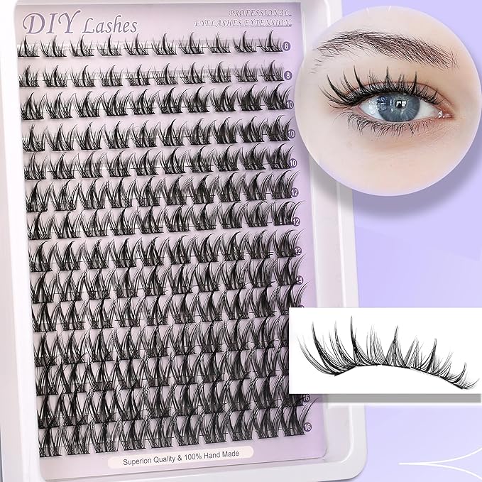 Lash Clusters Wispy Eyelash Cluster Eyelash Extensions Clusters Lashes Extension Natural Look Eyelashes Fairy Lash Clusters Manga Individual Lashes for Self Application (8-16MM)