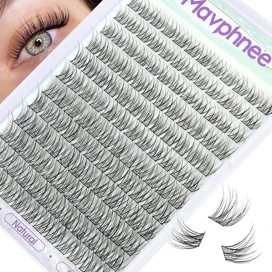 Natural Lash Clusters DIY Lash Extensions at Home 10-16MM Clean Beauty Eyelash Clusters 144PCS Individual Lashes C-Curly Cluster Lashes Pestañas Postizas Soft Cluster Eyelash Extensions DIY Beauty