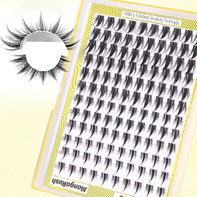 Manga Lash Clusters Anime Eyelash Clusters Spiky Individual Lash Extensions Natural Fairy Cluster Lashes 120 Pcs 11-17MM CC-Curly Cluster Eyelash Extensions Wispy DIY Lash at Home by Mavphnee